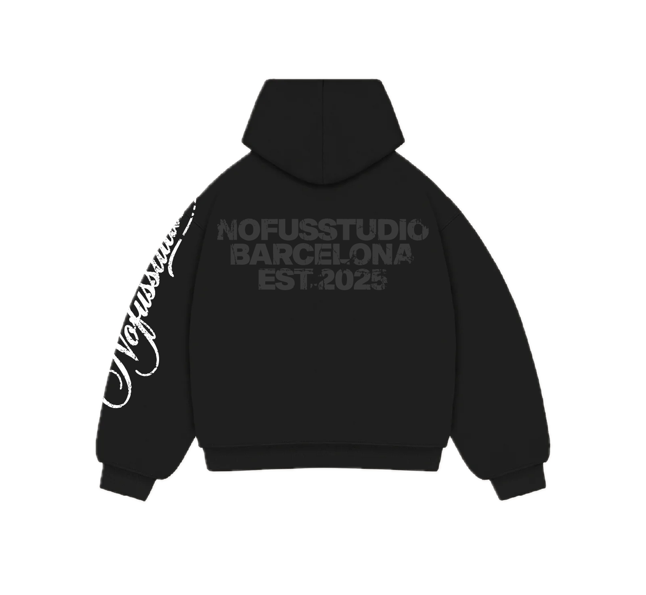 BLACK SCRIPT ZIPPER HOODIE